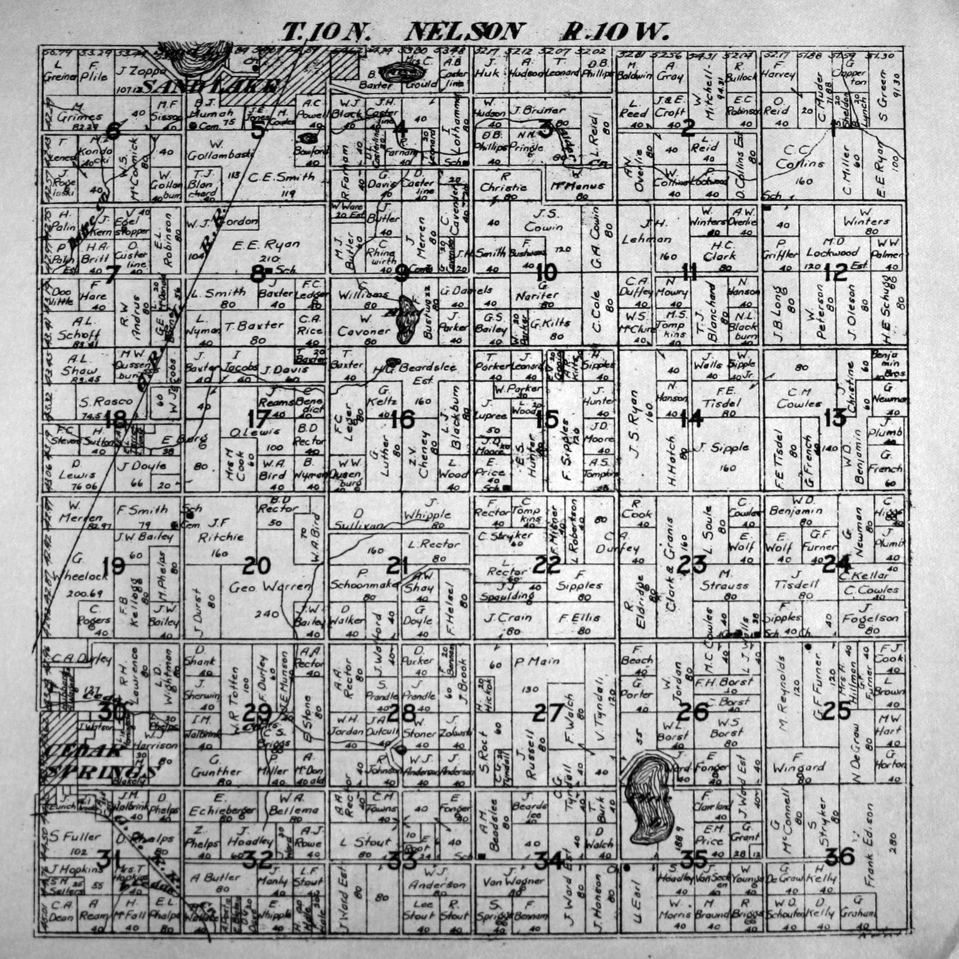 1921 Nelson Township Plat Map