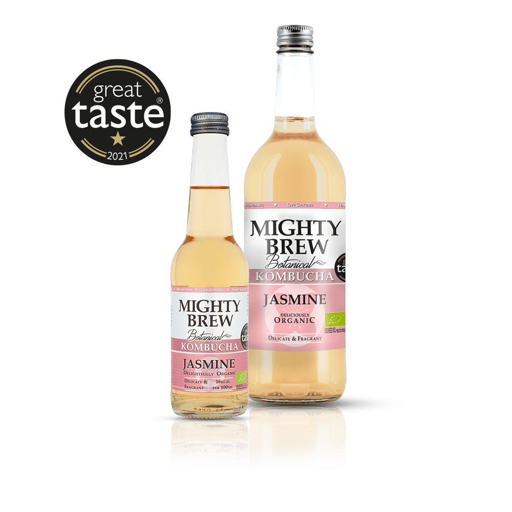 Organic Jasmine Kombucha Mighty Brew, Premium Kombucha
