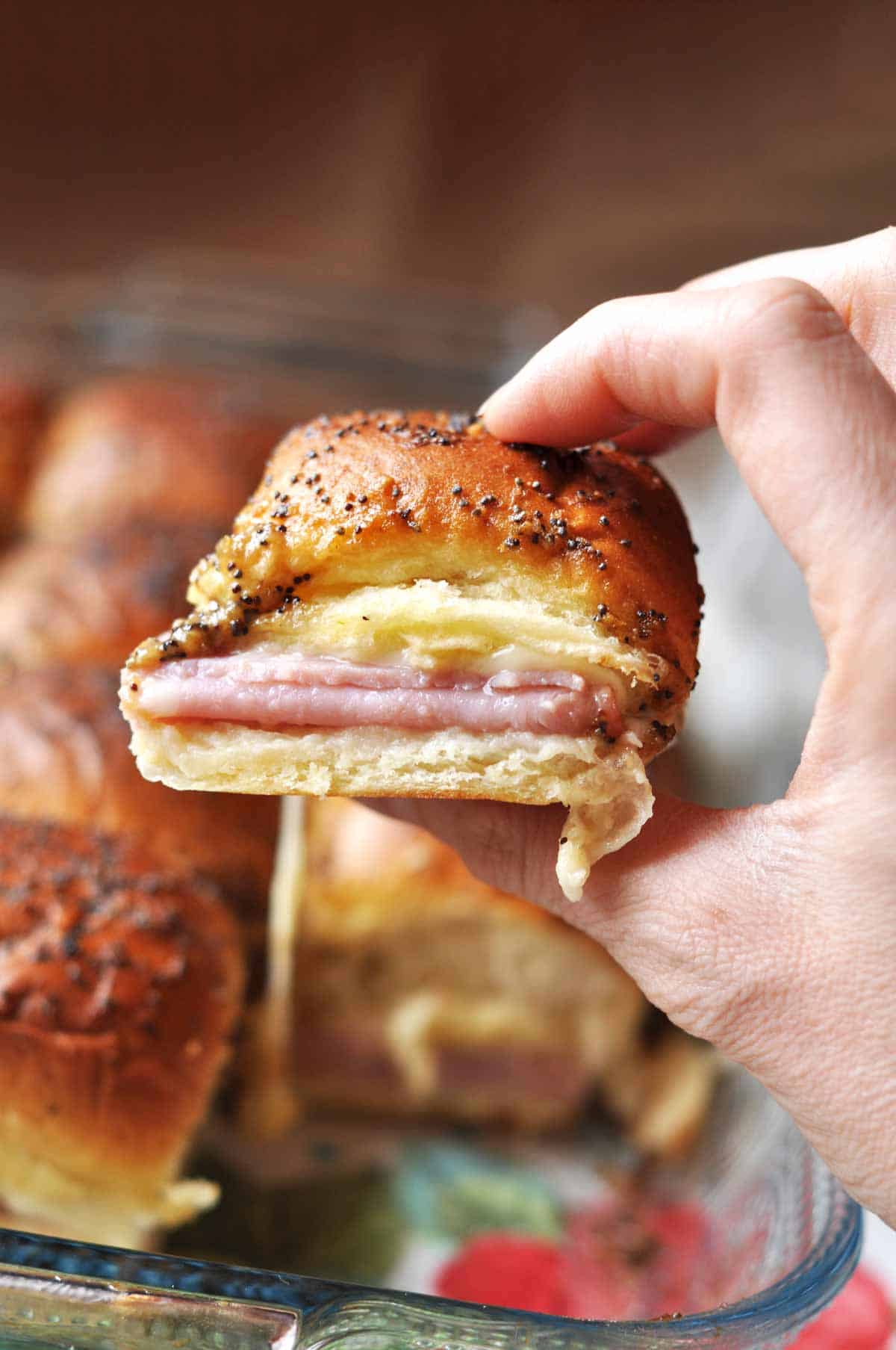 Hawaiian Rolls With Ham And Cheese In The Oven