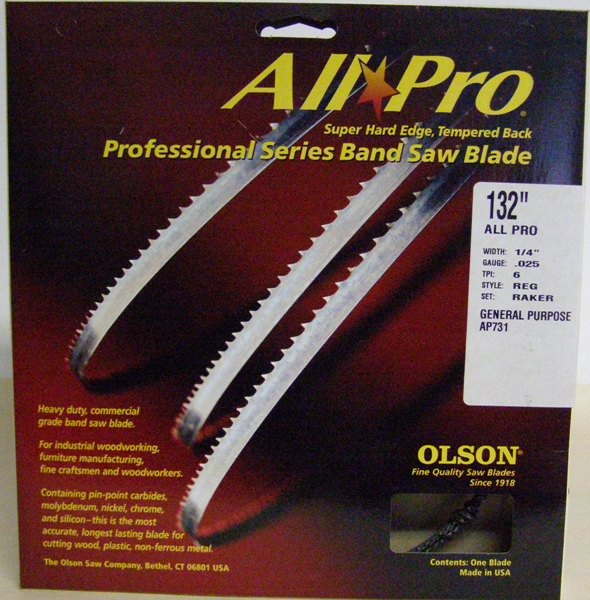 Olson AP73132 132" All Pro Band Saw Blade 1/4' .025 6TPI Reg Mike's Tools