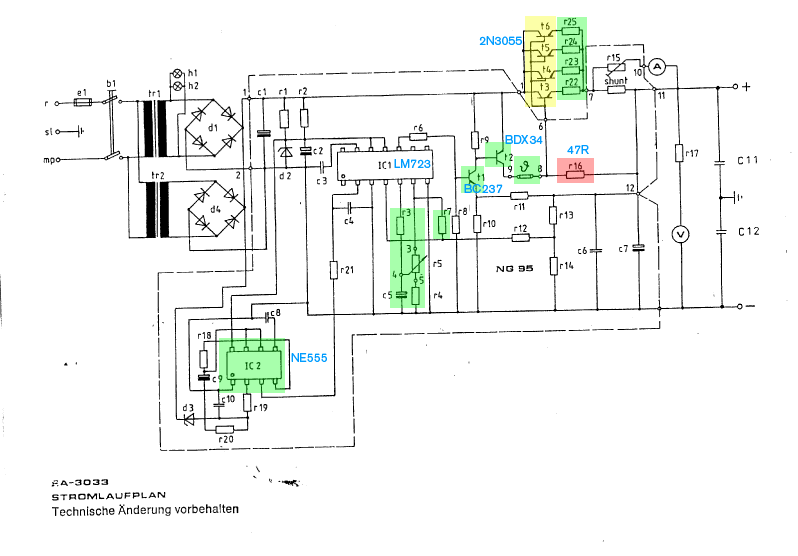 Altes LM723 Netzteil(020V/20A) Fehlersuche