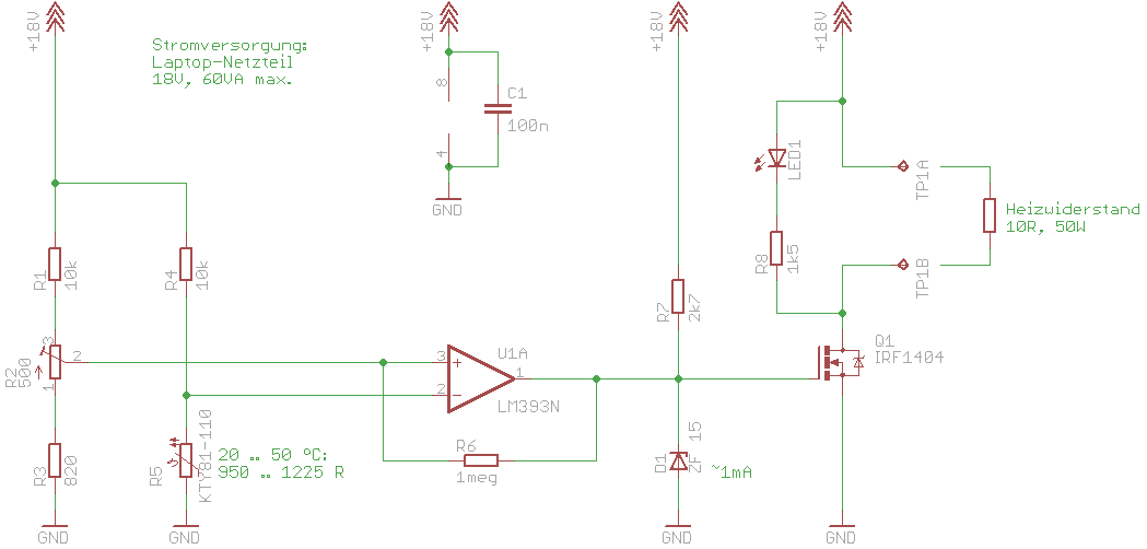EinfachstTemperaturregelung mit Komparator