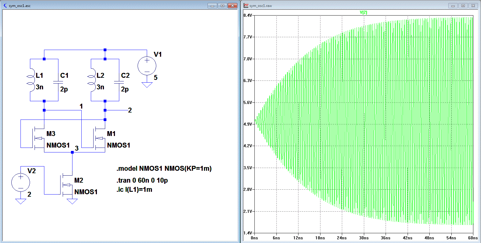 Symmetrische LC Oscillator Simulation