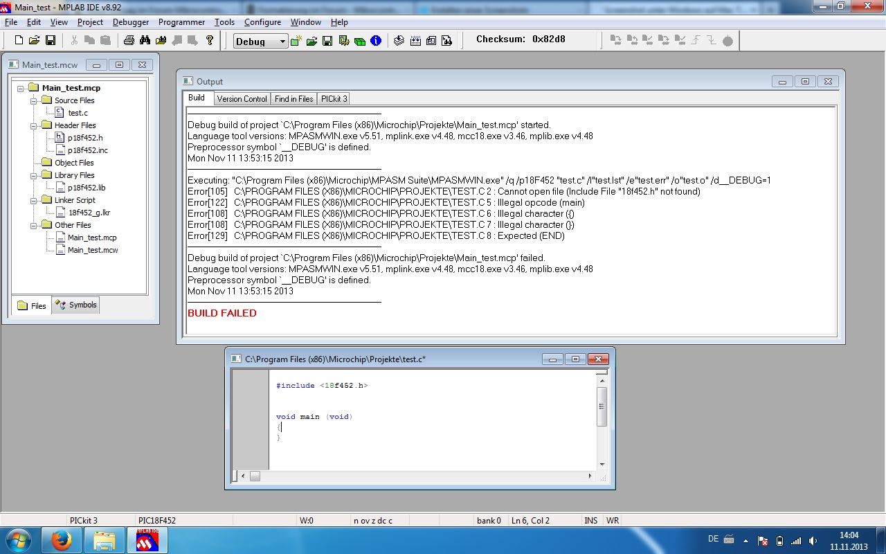 MPlab V8.92 IDE Compilieren