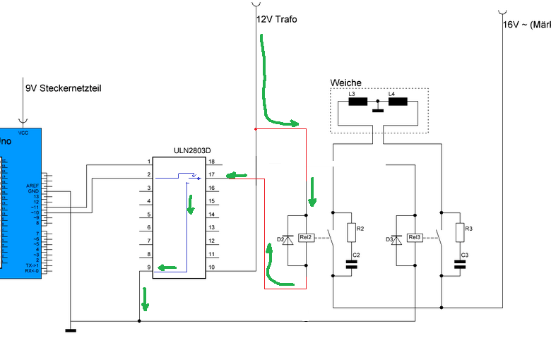 Arduino Uno und analoge MärklinWeichen