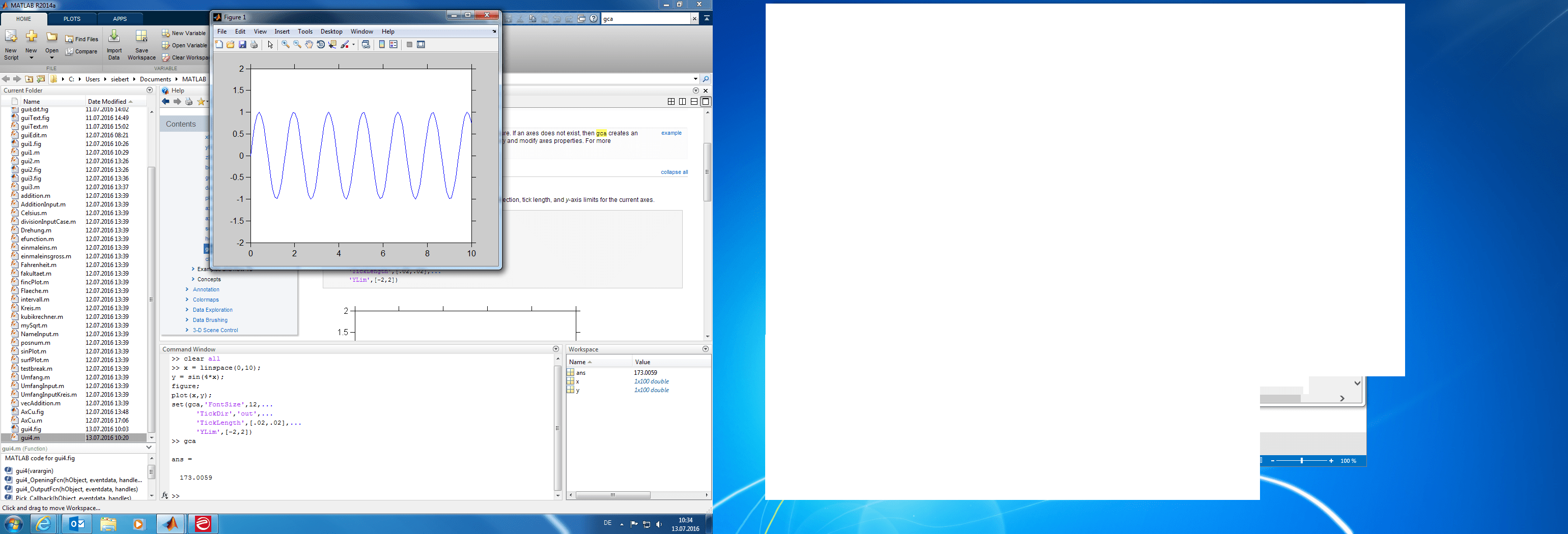 Matlab Befehl gca gibt nur Zahlenwert aus