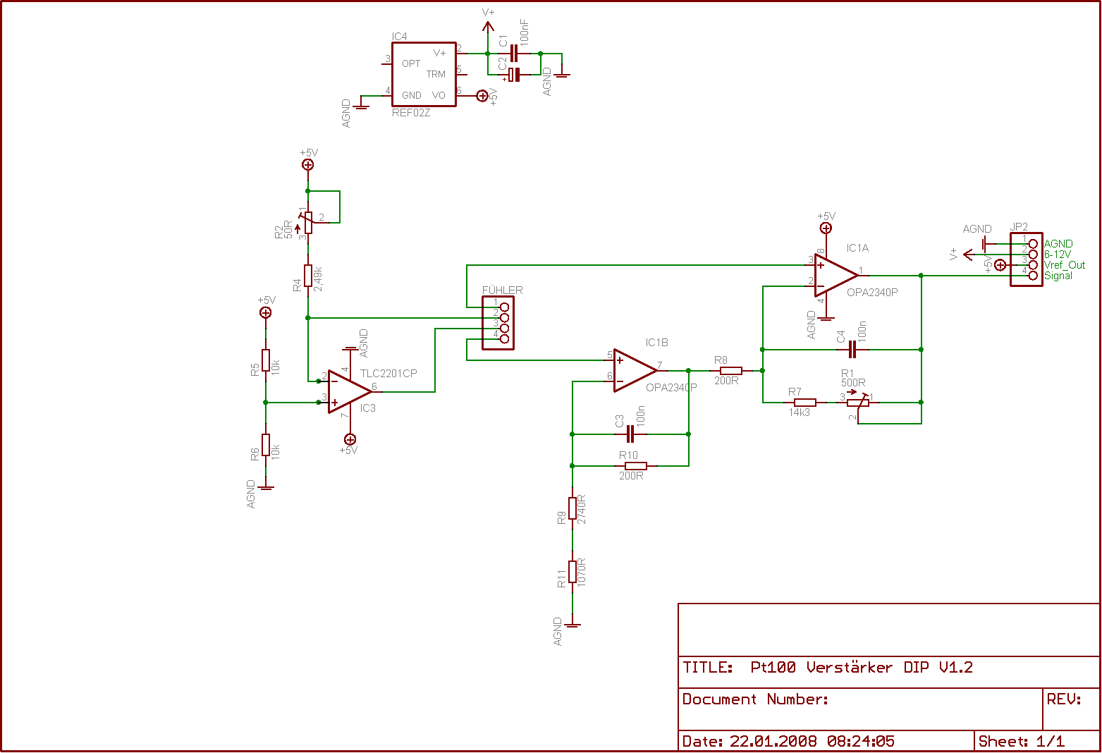 Temperaturmessschaltung Pt100 Fortsetzung