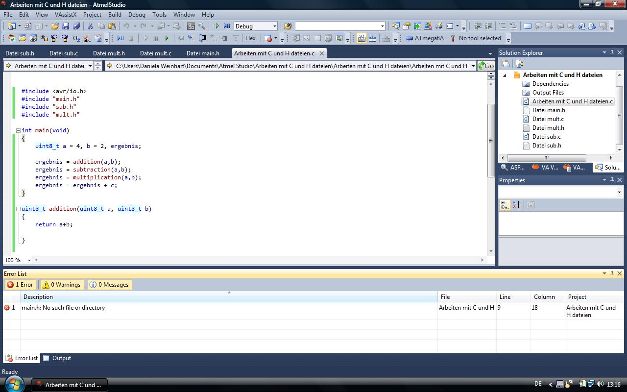 Arbeiten mit C und H Dateien