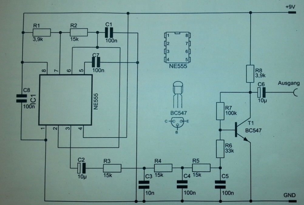 Sinusgenerator mit NE555 Schaltung