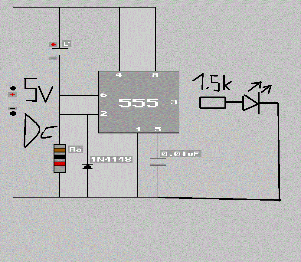 NE 555 Einschaltverzögerung Schaltung