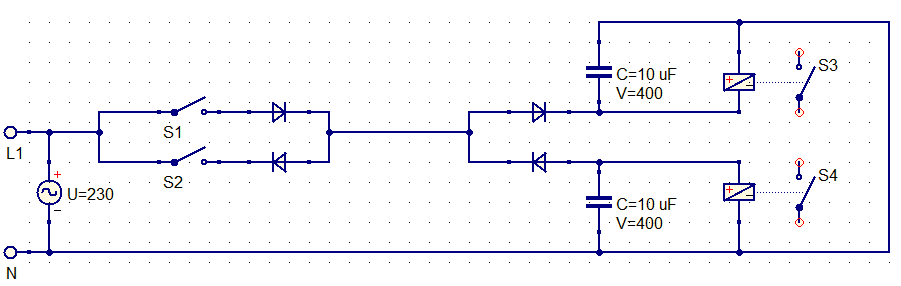 2 Lampen, 2 Schalter und nur eine Leitung.