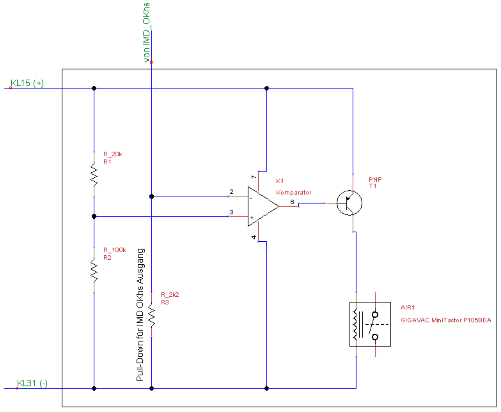 Auslegung Kippstufe Komparator, Transistor, "Spannungsteiler