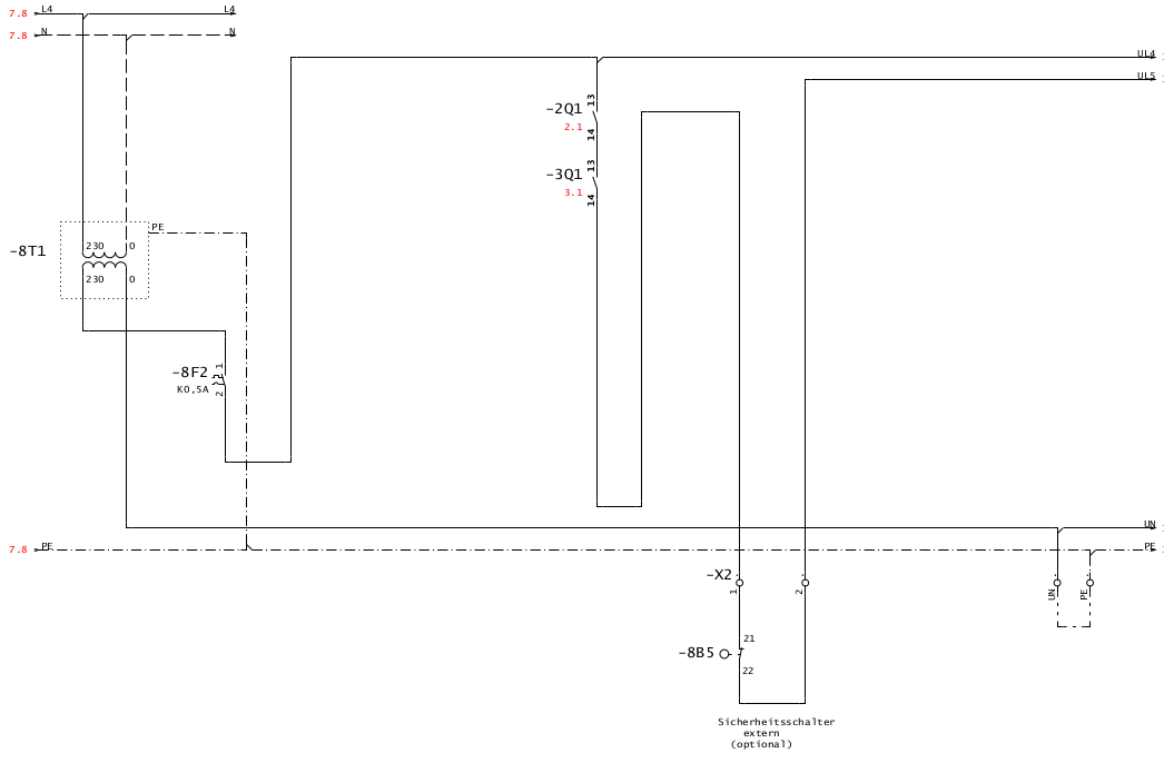 Trenntrafo U durch PE stützen
