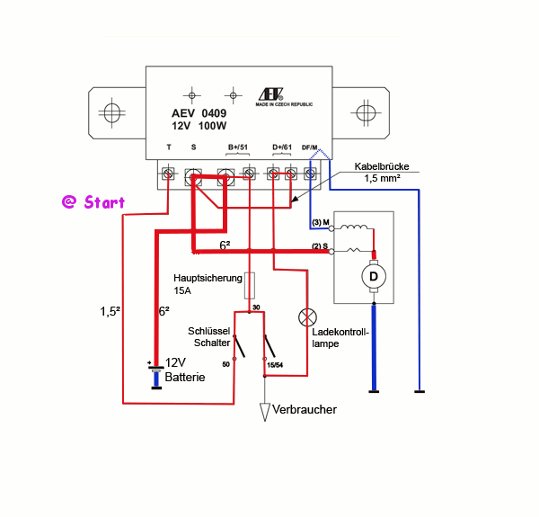 elektronischer Regler und Startrelais für Dynastart 12V