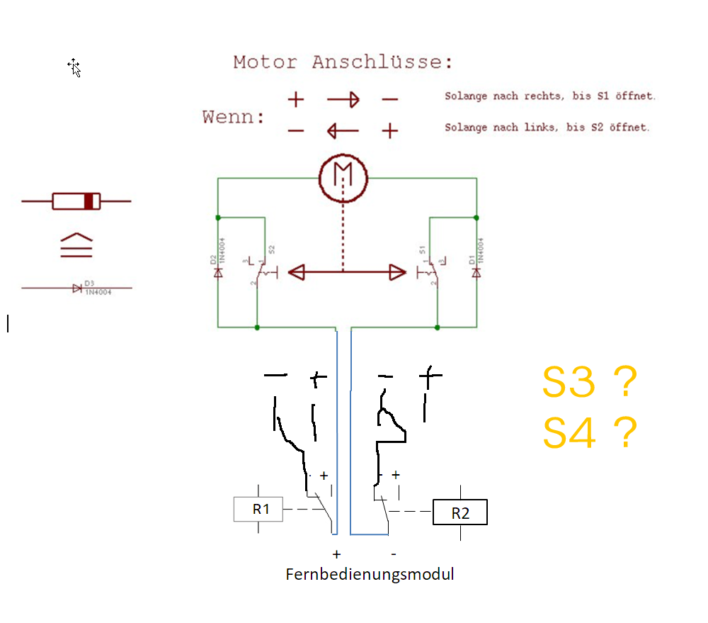 Schaltung für Hubmotor und Fernbedieung + Extra Tastern