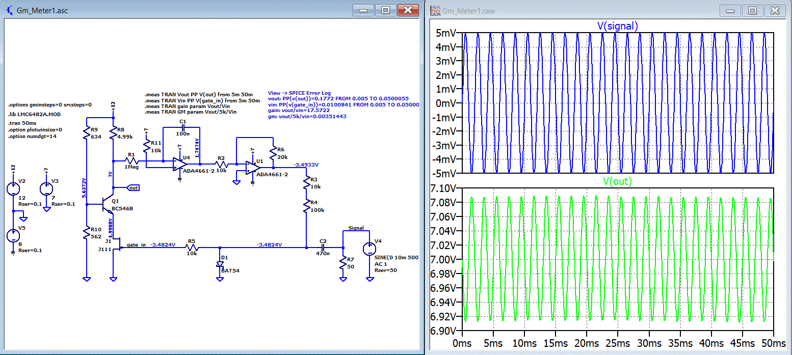 AoE JFET Transkonduktance Messschaltung