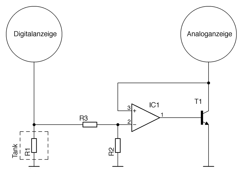Tankinhalt gleichzeitig mit Analog und Digitalanzeige messen