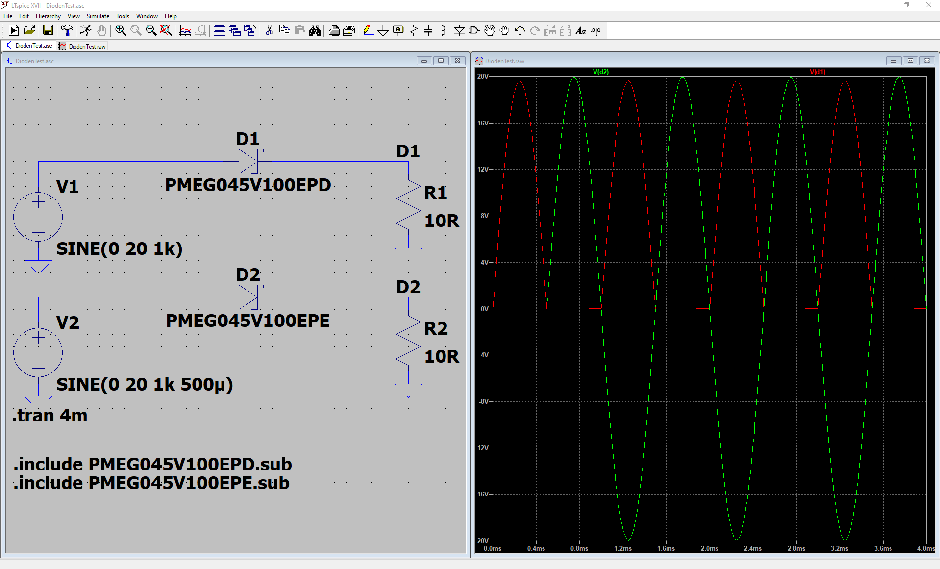 LTspice Modell für Schottky Diode PMEG045V100EPE ist fehlerhaft