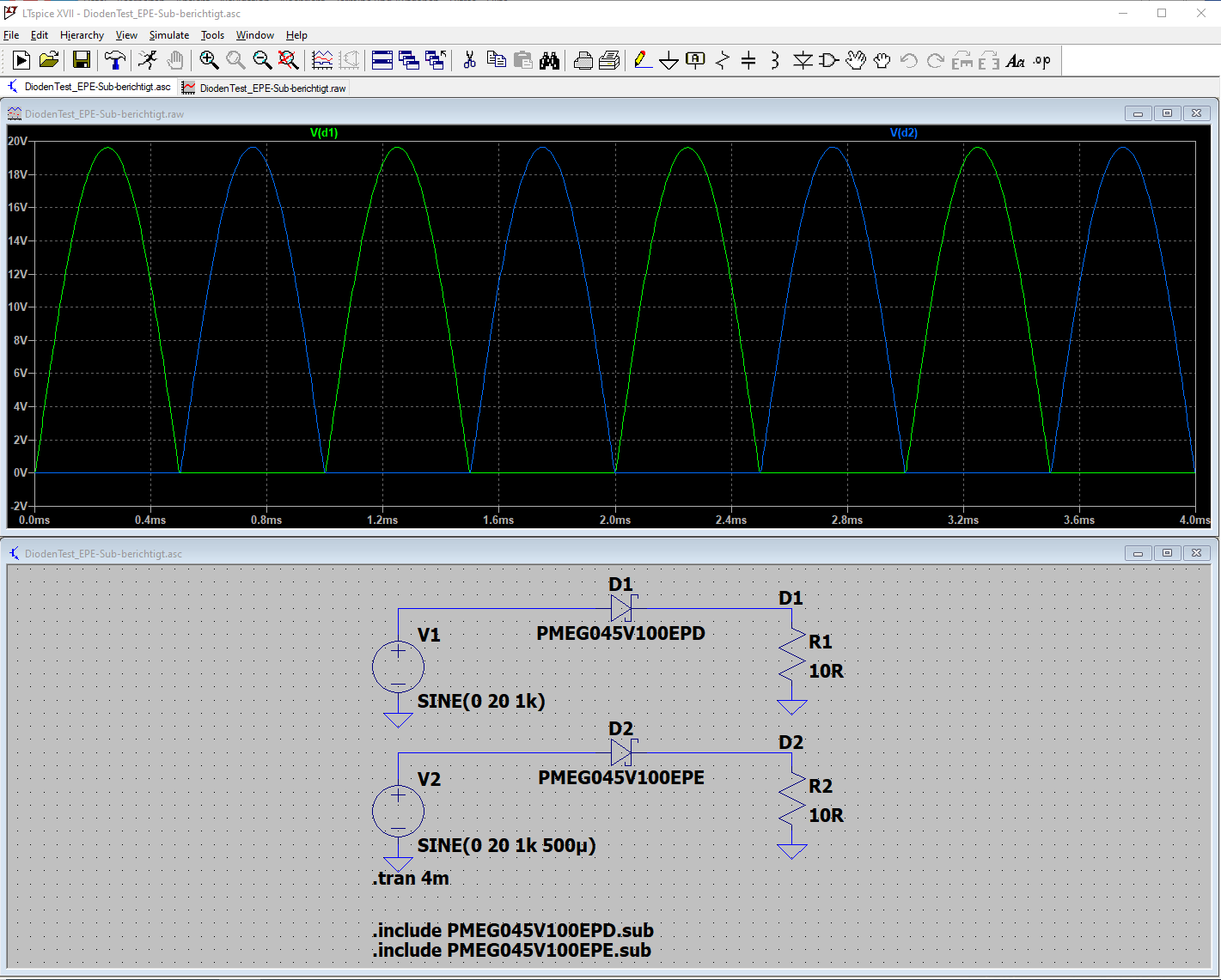 LTspice Modell für Schottky Diode PMEG045V100EPE ist fehlerhaft