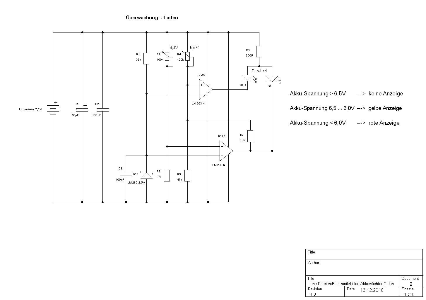 Fensterkomparator für LiIonAkku