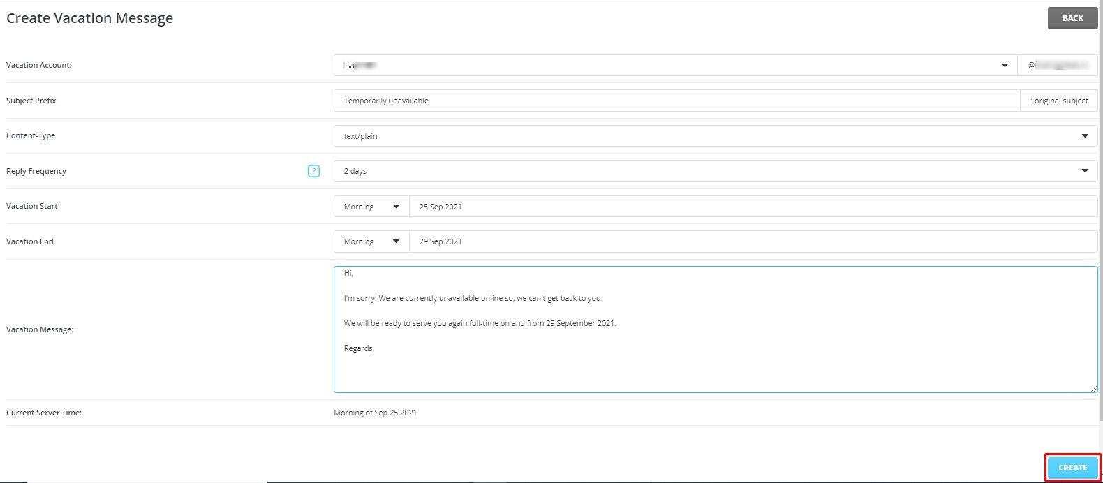 How to Set a Vacation Email Message in DirectAdmin?