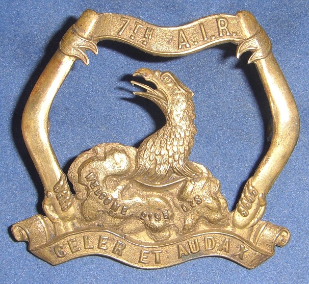 7th Australian Infantry Regiment Brass Hat Badge 1908 to 1912