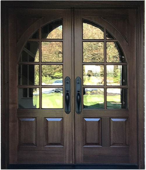 Double exterior wood doors. Choice of wood type. Made to order in USA