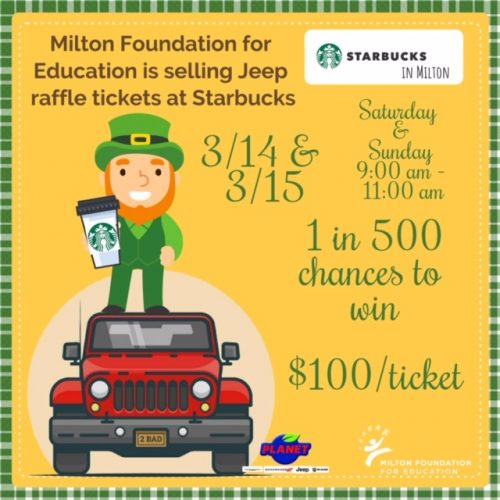 Milton Foundation for Education Jeep Raffle tickets on sale March. 14