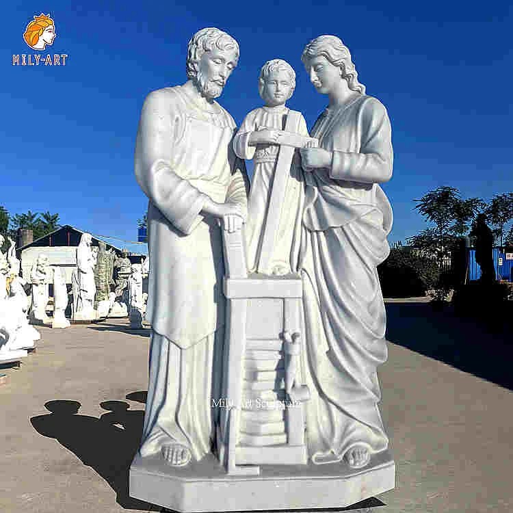 Marble Mary Joseph and Jesus Statue Holy Family Religious Decoration