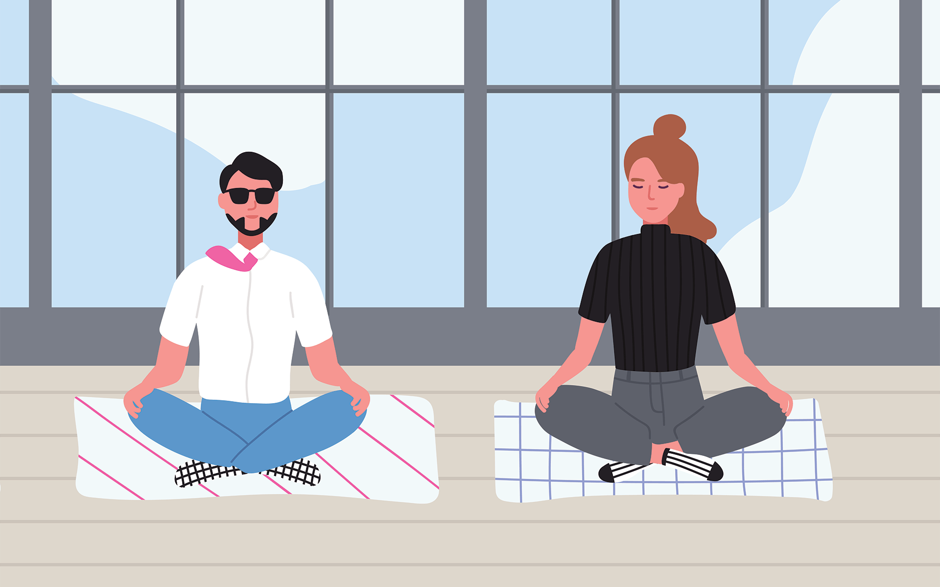 People meditating at work