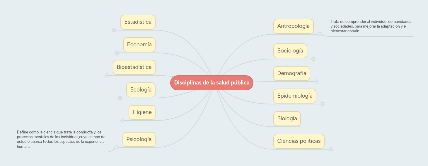 Disciplinas de la salud pública MindMeister Mapa Mental