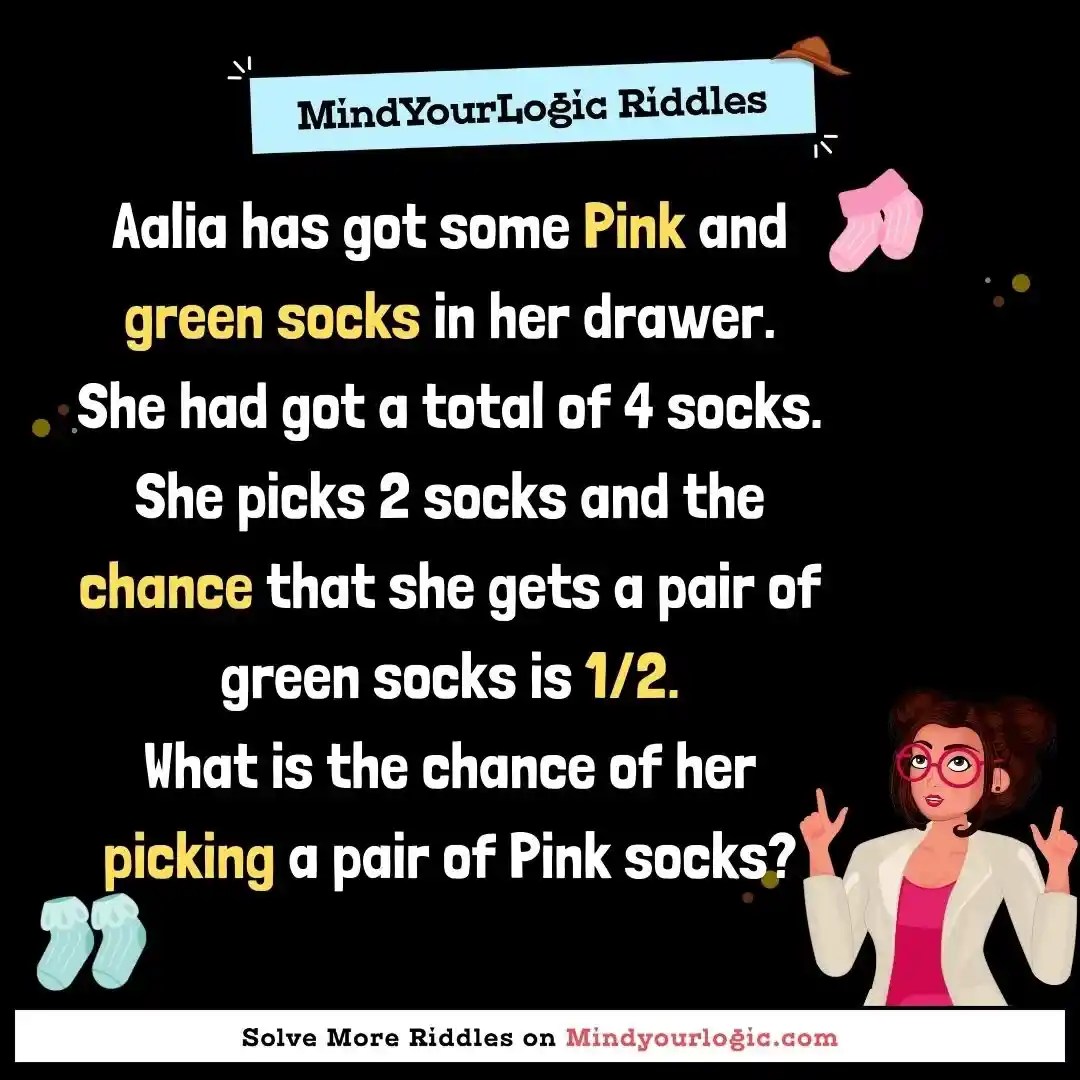 Aalia has got some Pink and green socks in her drawer. She h