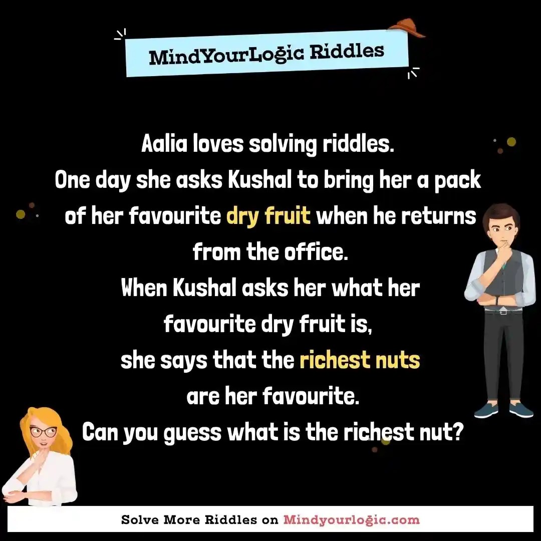 AAalia loves solving riddles. One day she asks Kushal to bri