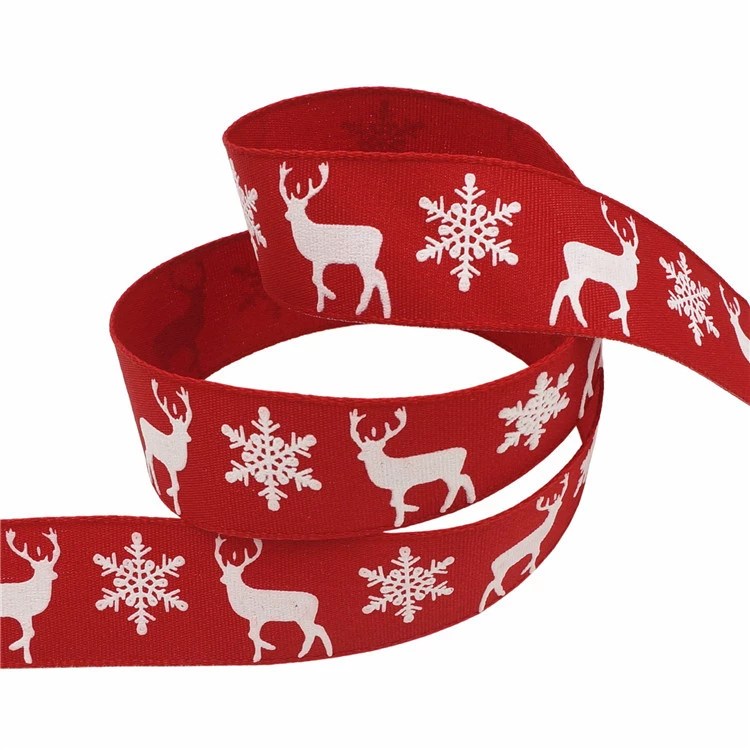 20m/roll Merry Xmas Printed Polyester Ribbon