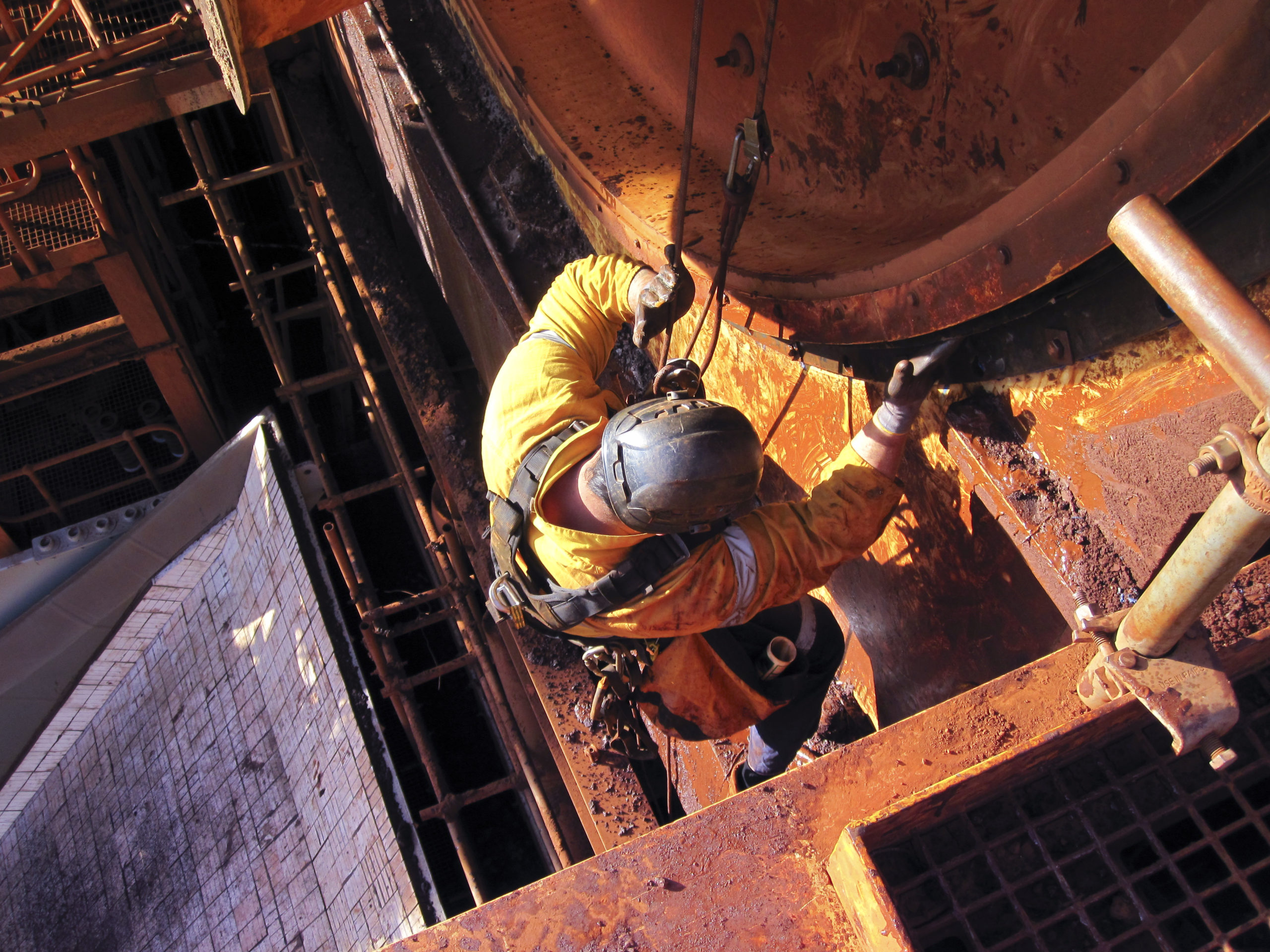 Rope access industrial technician miner fitters, boilermaker wearing