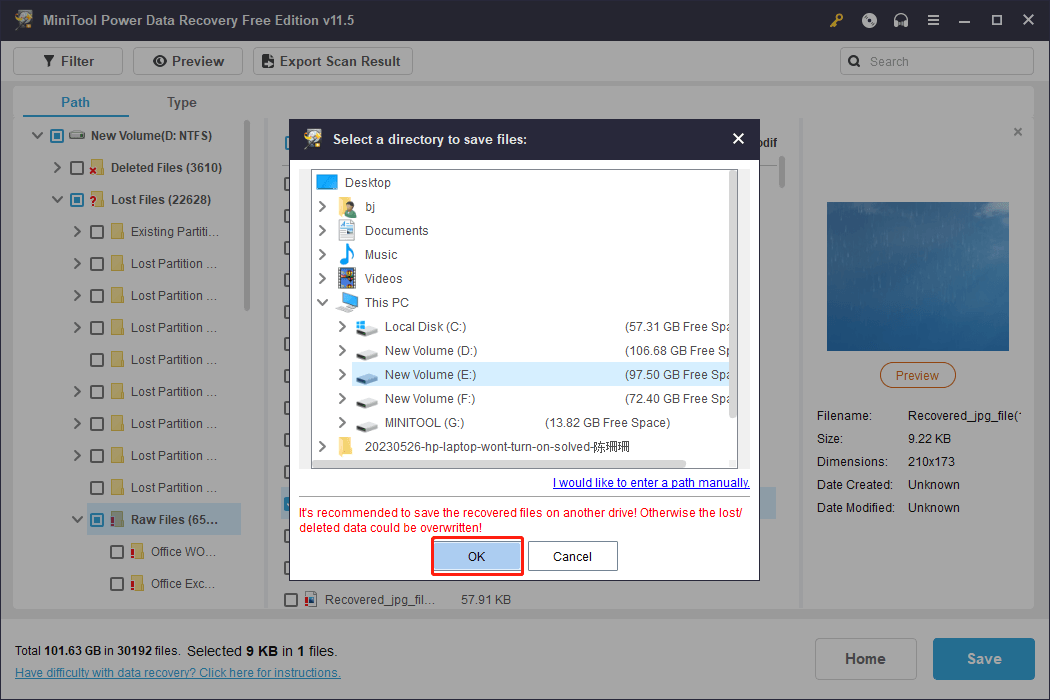 Files not showing up on external hard drive metricssany