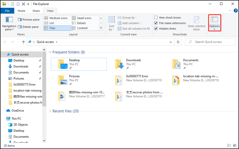Files In Windows 10 Quick Access Missing, How To Find Back MiniTool