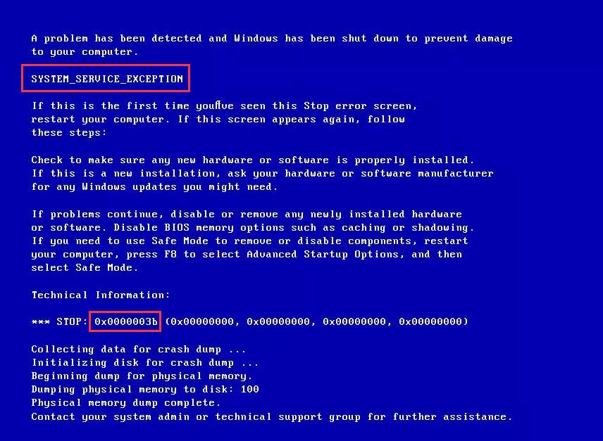 System service exception stop error screen • Smartadm.ru