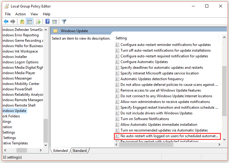 Prevent Windows Update from Automatically Restarting Win10 PC MiniTool