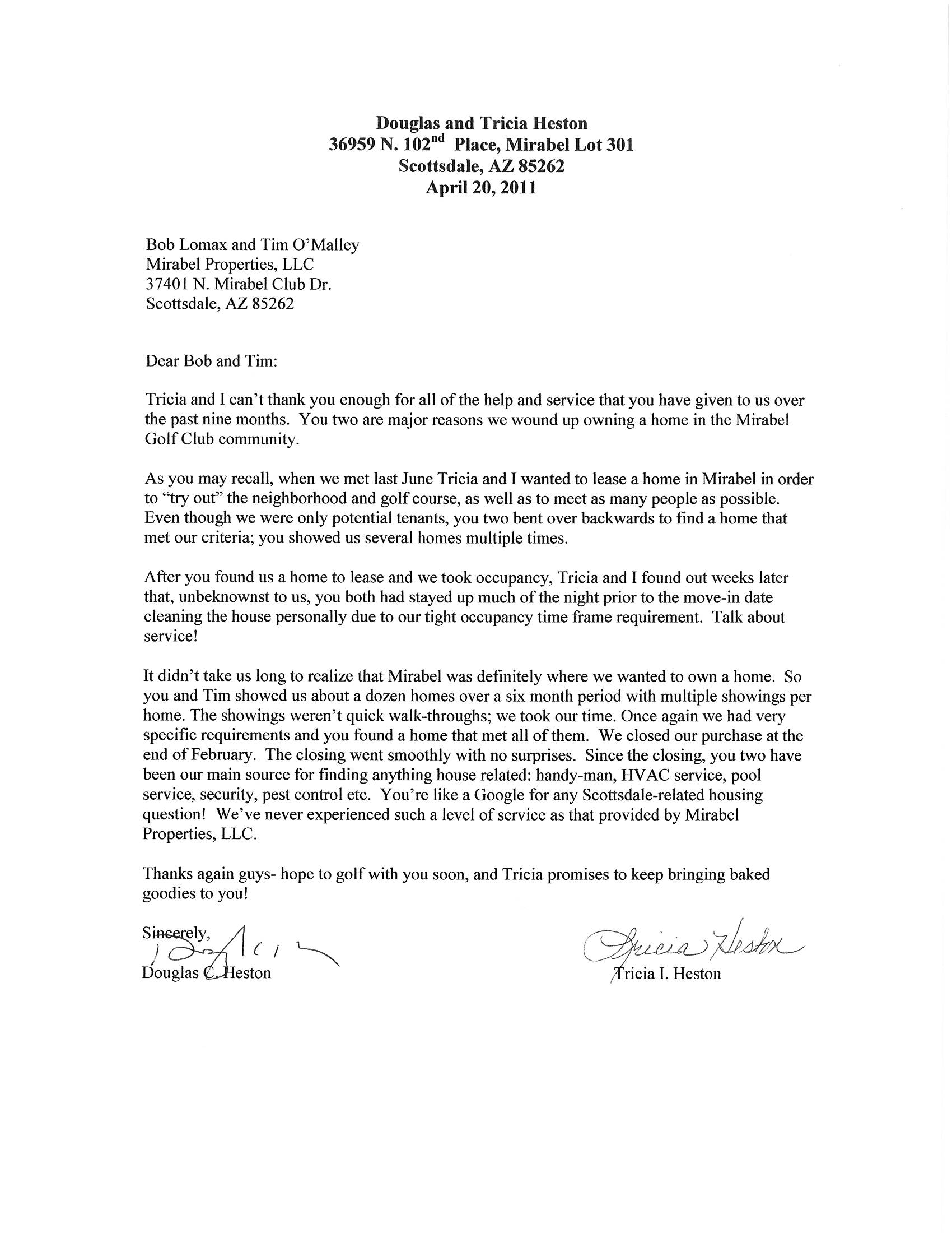 The Mirabel Club Real Estate Testimonials