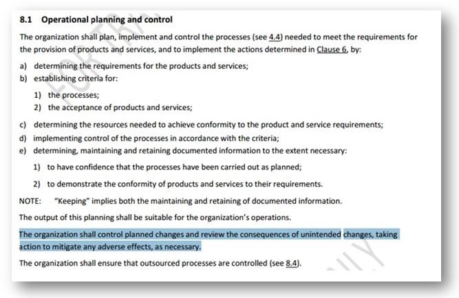 Is Management of Change Required in ISO 90012015? Mireaux Management