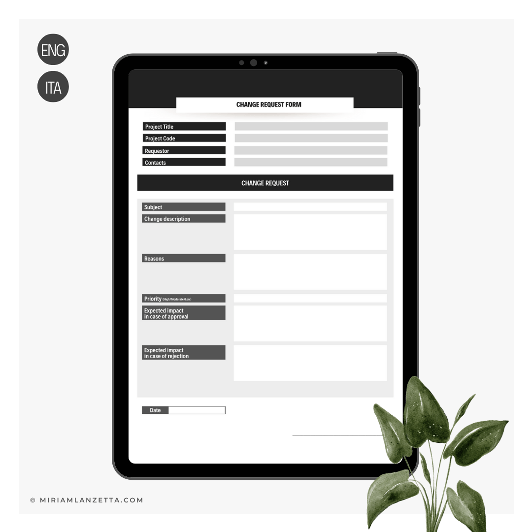 Scope Management fillable Change Request Form Miriam Lanzetta