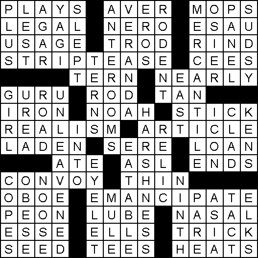 Solution for Crossword Puzzle of October 9, 2014