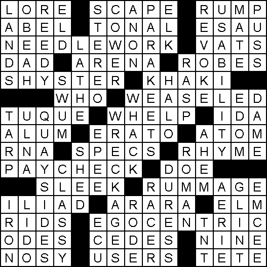 Solution for Crossword Puzzle of December 9, 2020