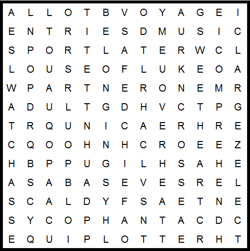 Word search for June 9, 2016