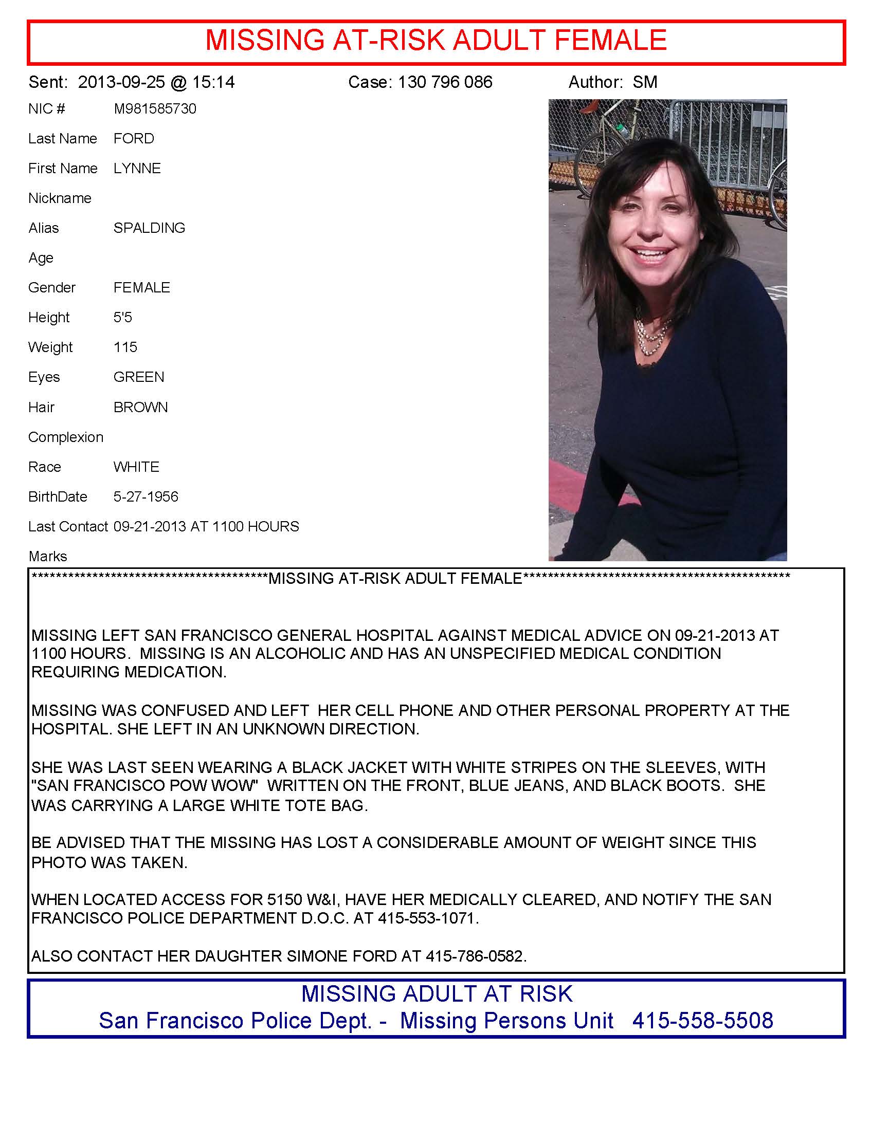 Lynne Ford California Missing Person Directory