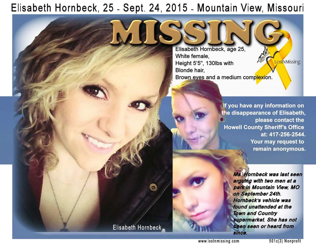 Elizabeth Ann Hornbeck Missouri Missing Person Directory