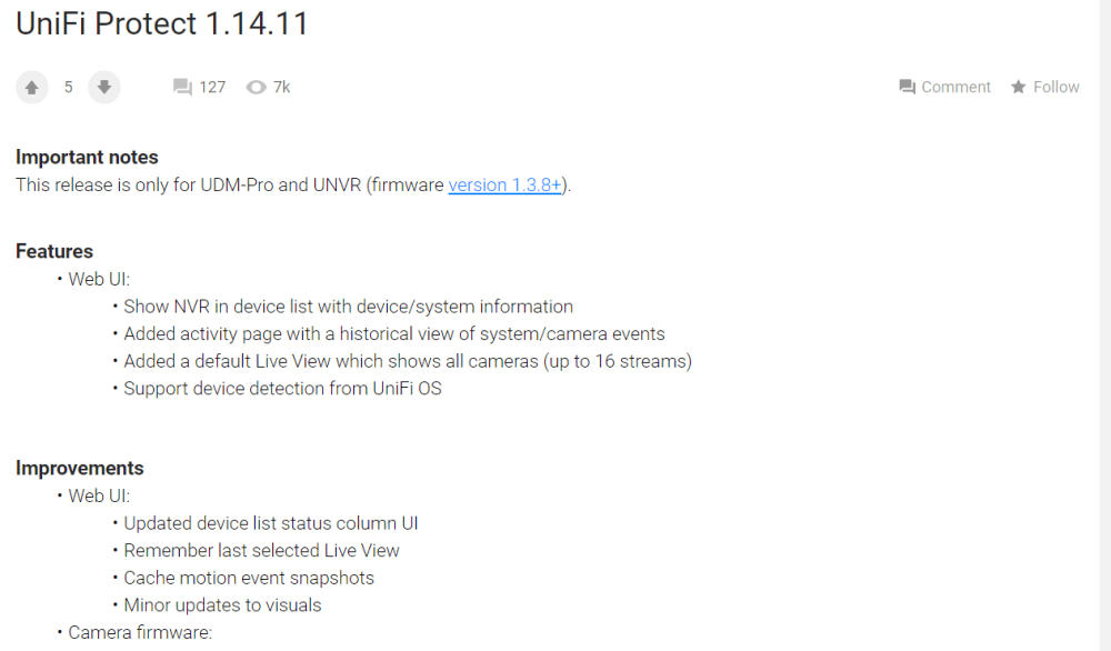 Ubiquiti Unifi Protect 1.14.11 Missing Remote