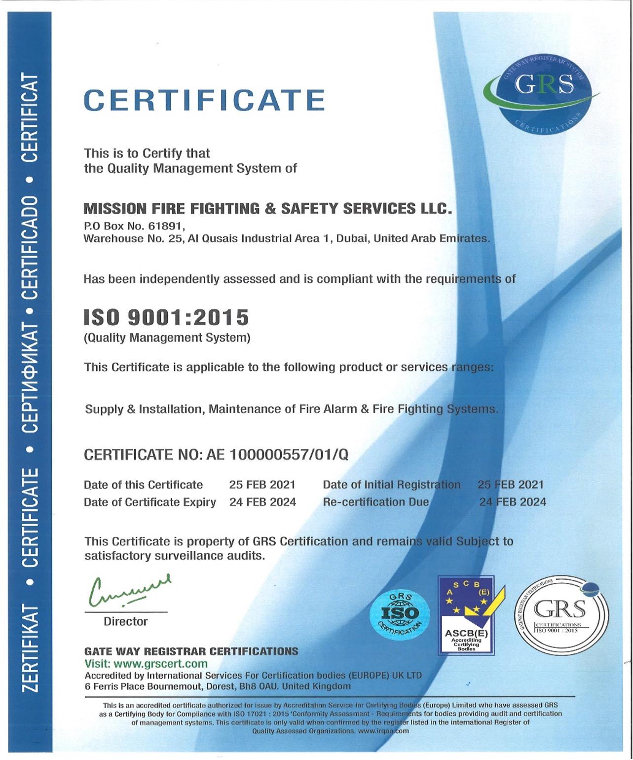 About Mission Fire Fighting & Safety Services LLC