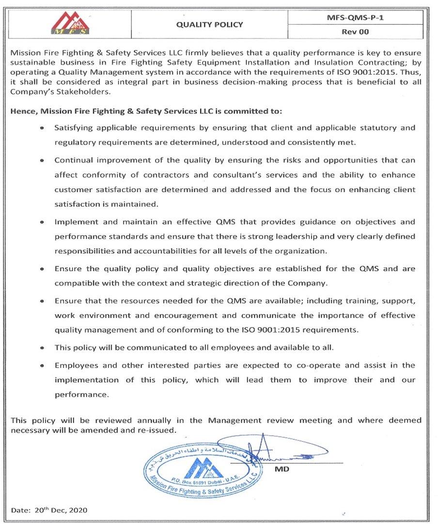 About Mission Fire Fighting & Safety Services LLC